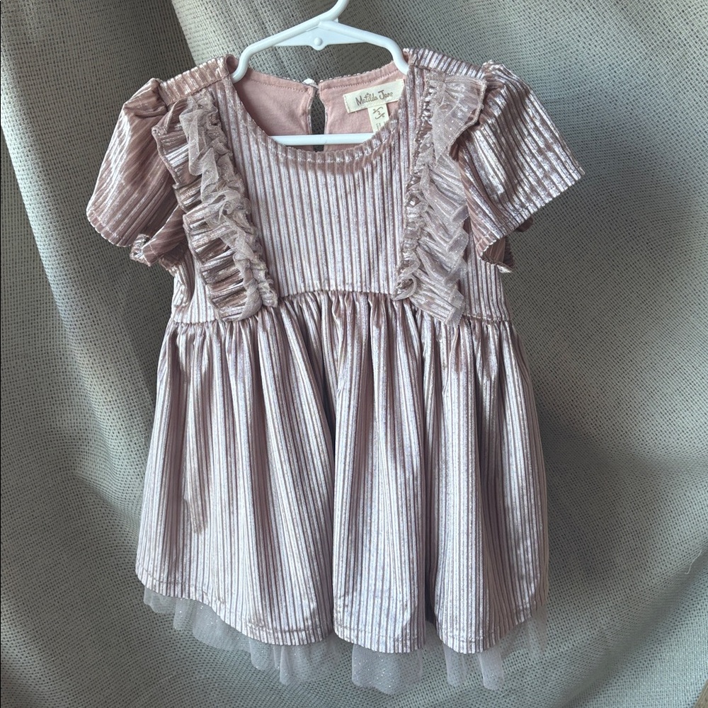 Matilda Jane Pink Velvet Party Fancy Dress Size 2, Flowy Mauve Purple Formal